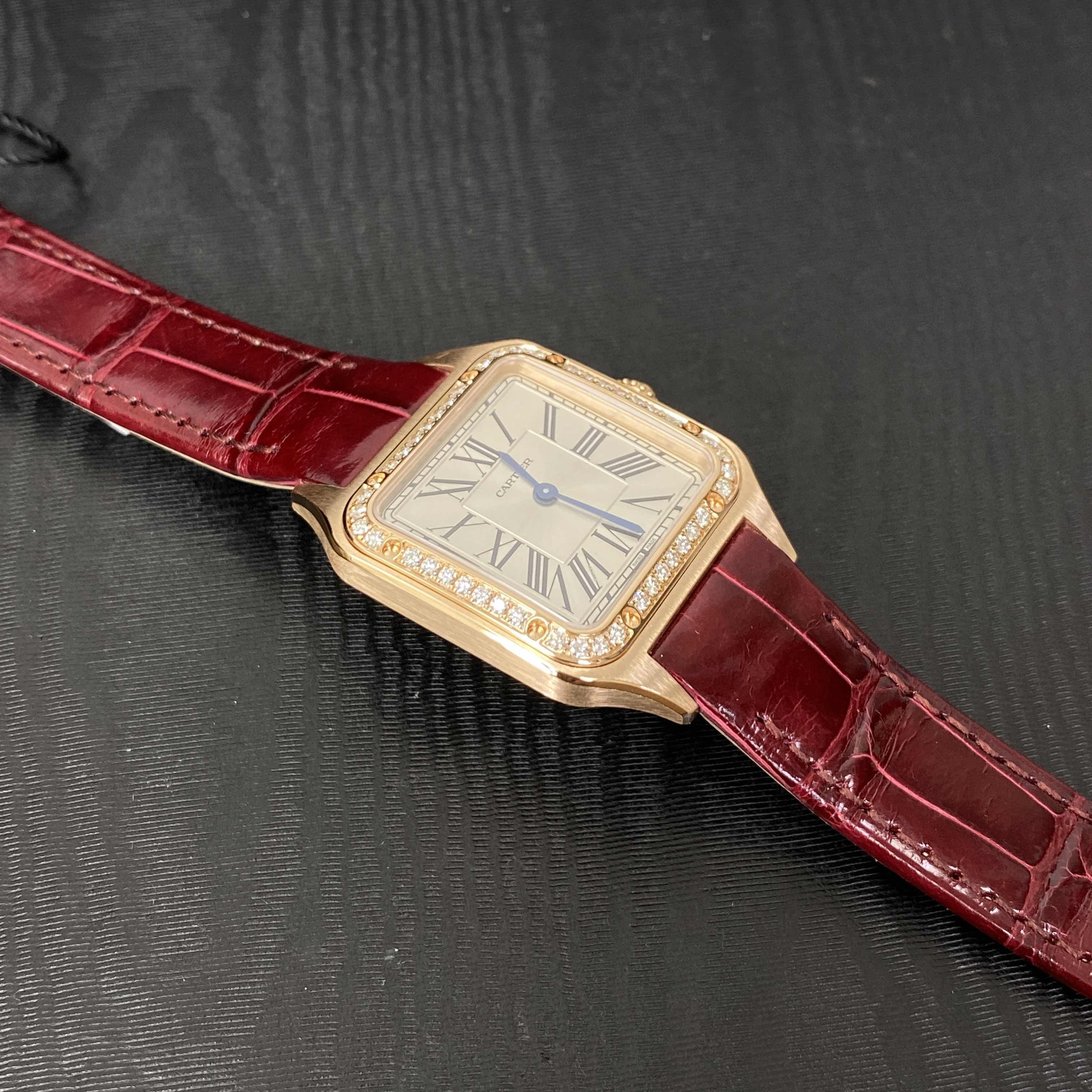 - CARTIER WJSA0017 SANTOS Quartz 18kt Rose Gold & Diamonds Replica Watch - Quartz Movement - Image 3
