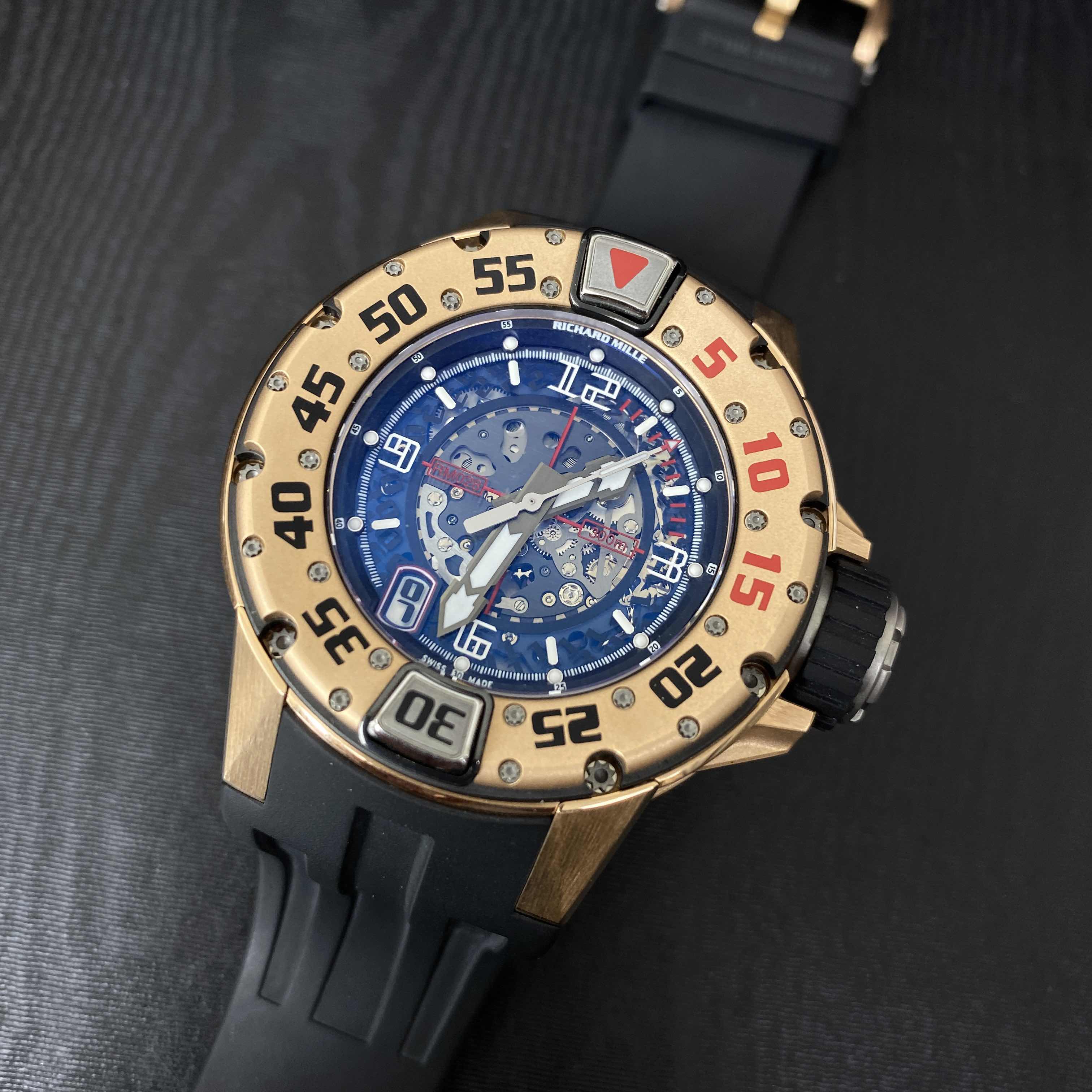 Richard Mille RM028-RG Automatic 18kt Rose Gold Silver Dial Rubber Strap Replica Watch - Image 5