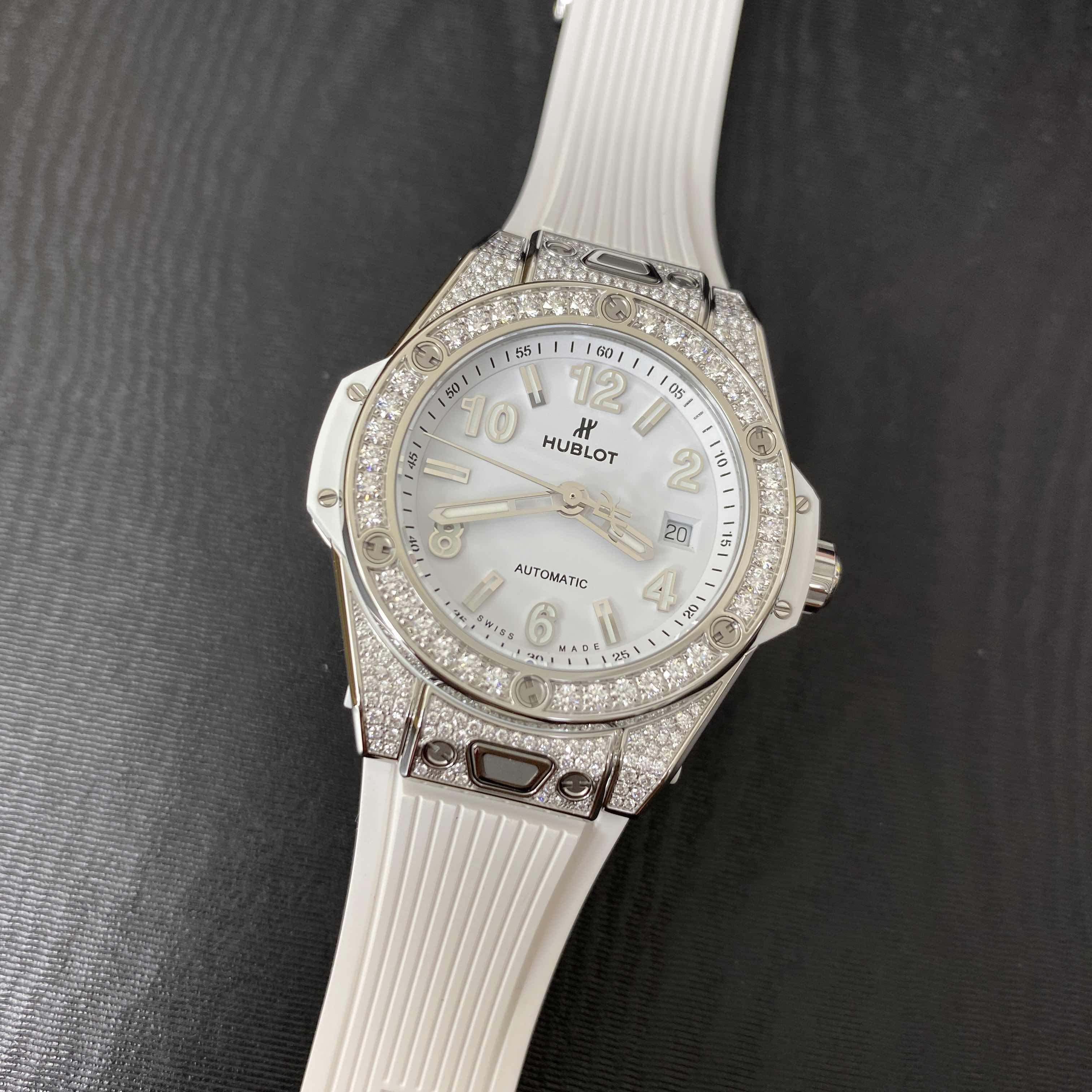 Hublot 485.SE.2010.RW.1604 Automatic Stainless Steel & Diamond Bezel Replica Watch - White Dial & - Image 5