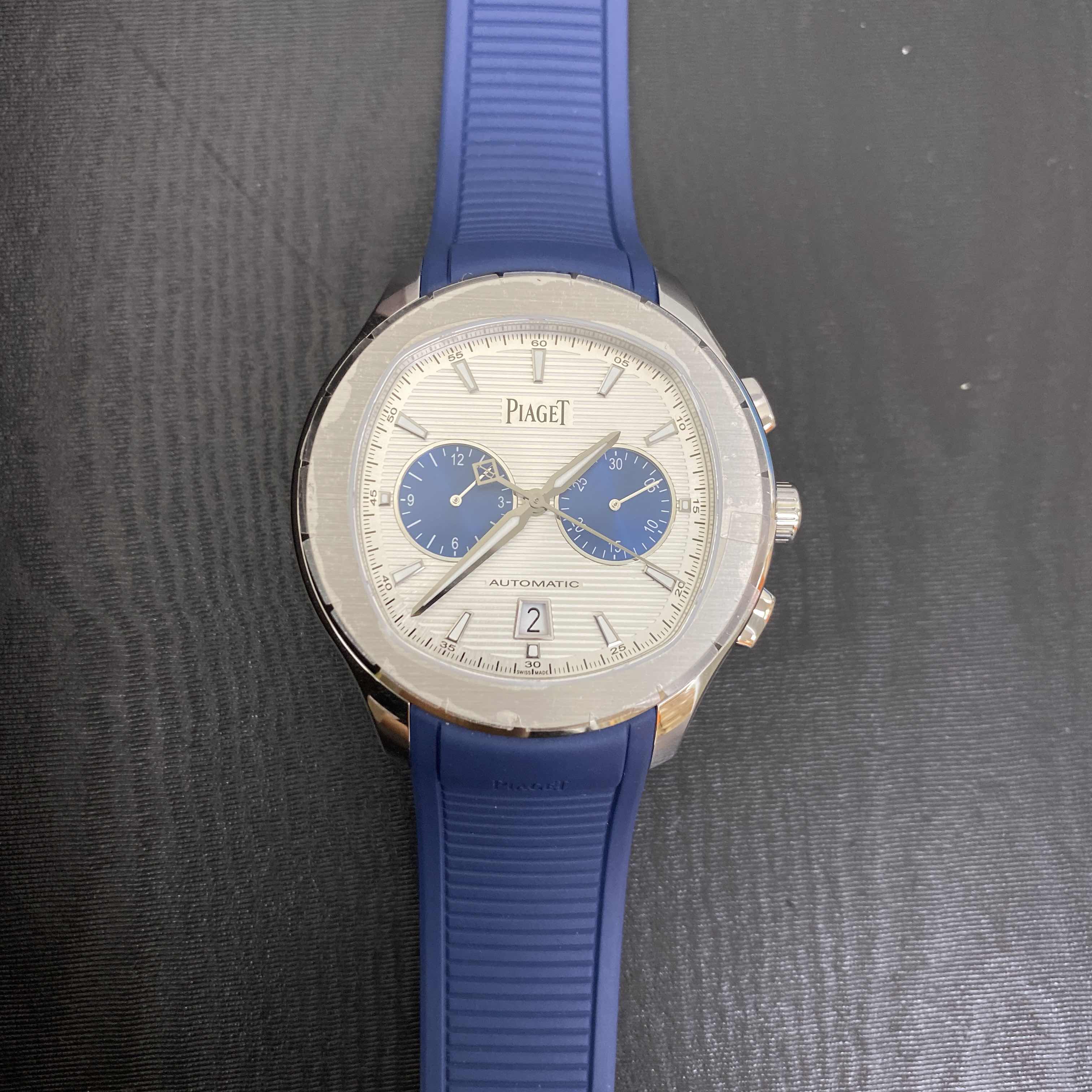 Piaget G0A46013 POLO Automatic Replica Watch, Silver Dial, Green Rubber Strap - Image 5