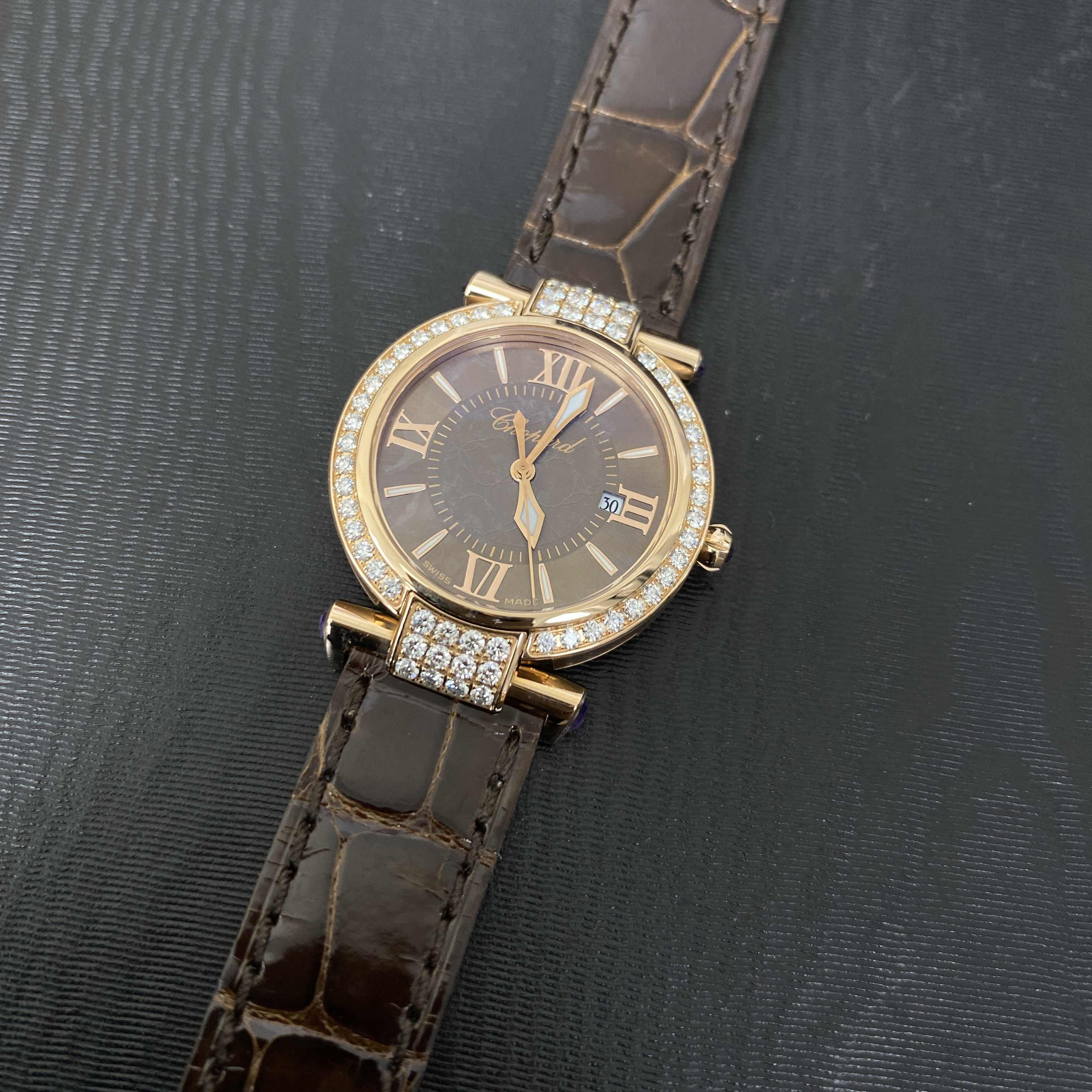 Chopard Imperiale 384238-5007 Quartz 18kt Rose Gold Diamonds Brown Dial Replica Watch - Image 5