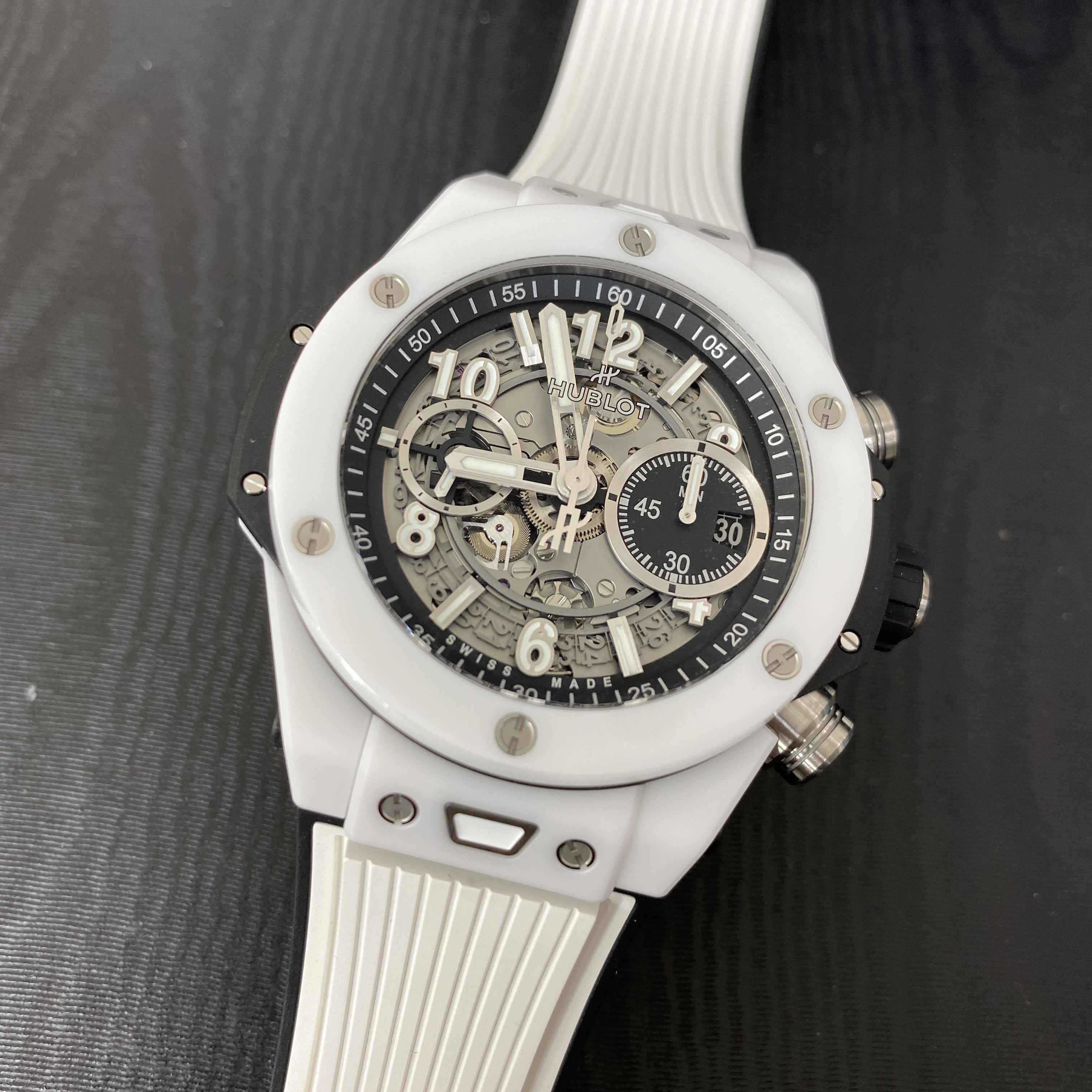 Hublot 421.HX.1170.RX Automatic Ceramic Replica Watch - Swiss Movement, 44mm Case, White Rubber - Image 5