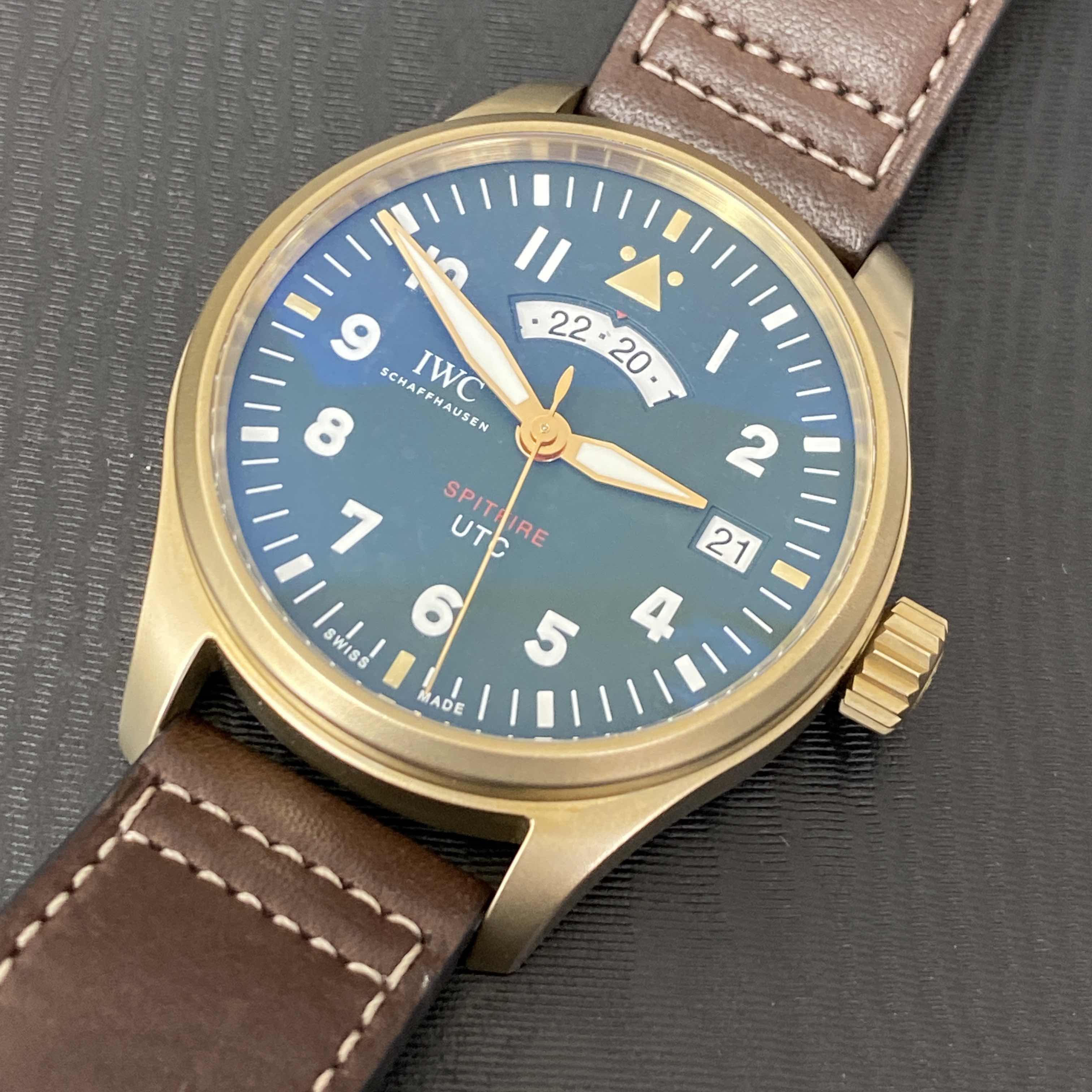 IWC IW327101 Pilots Automatic Bronze Green Dial Brown Strap Replica Watch - Image 5