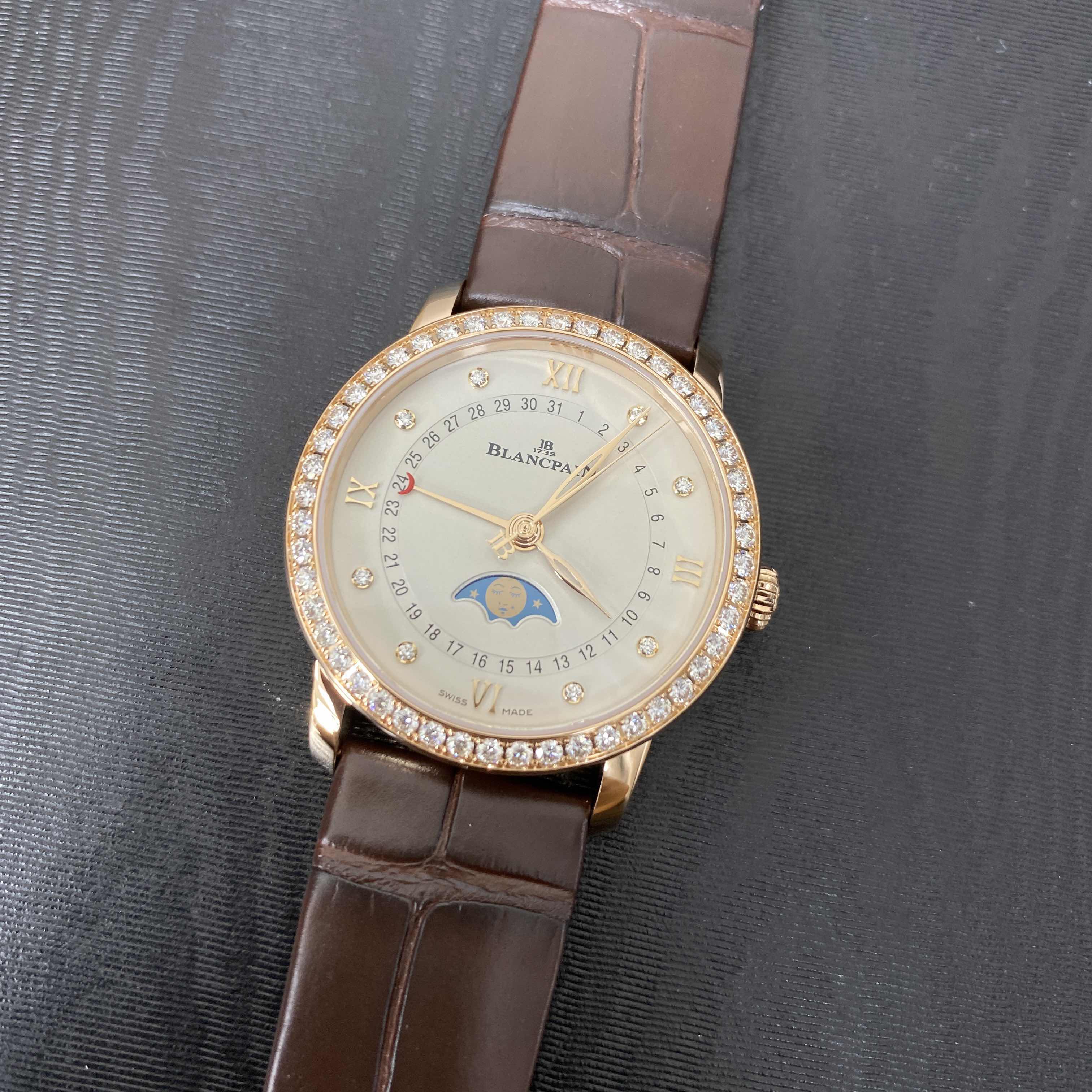 Blancpain 6126-2987-55B Villeret - Replica Watch - Automatic - Rose Gold - Beige Dial - Alligator - Image 5