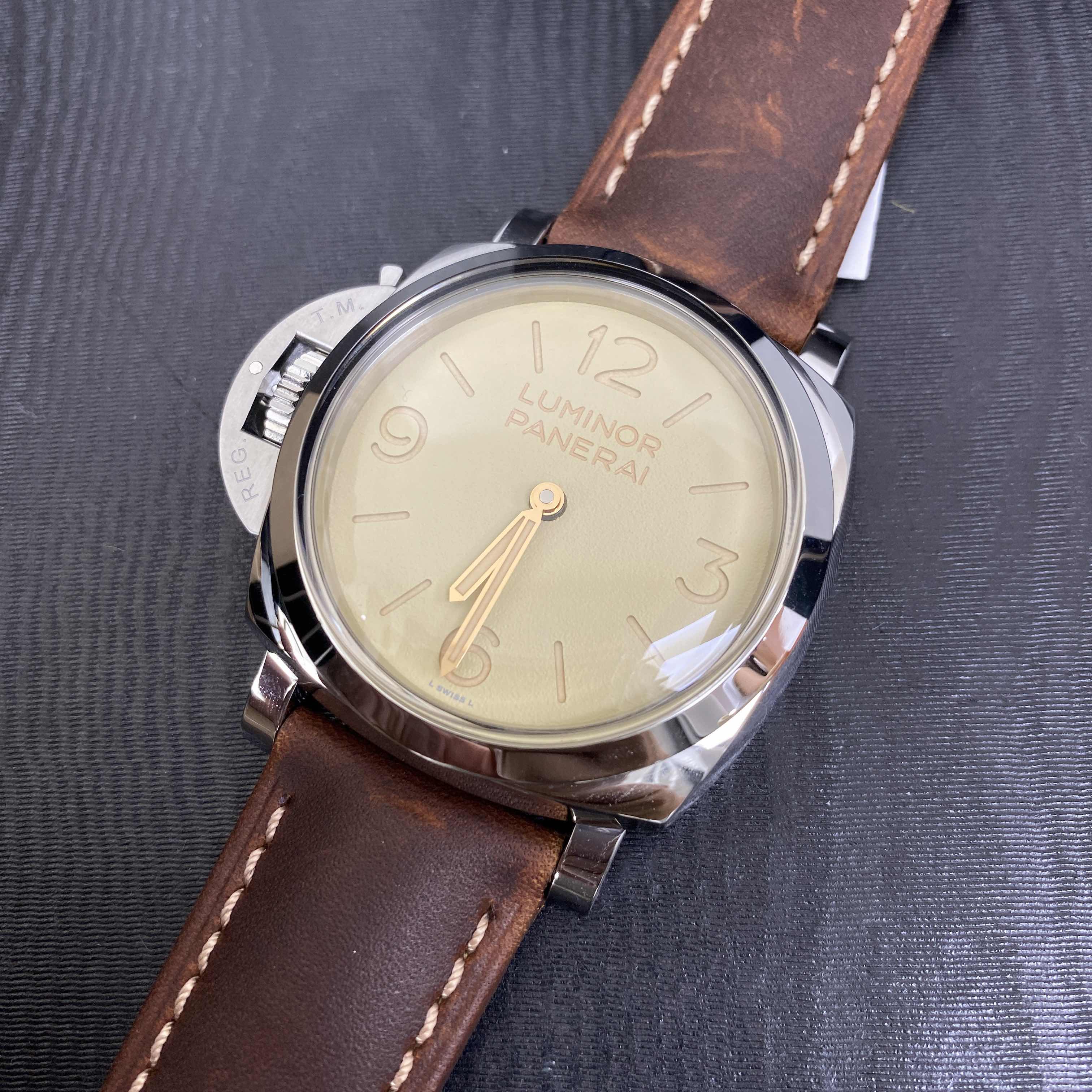 Panerai PAM01075 LUMINOR Automatic Stainless Steel Replica Watch - Beige Dial, Brown Cowhide Strap - Image 5