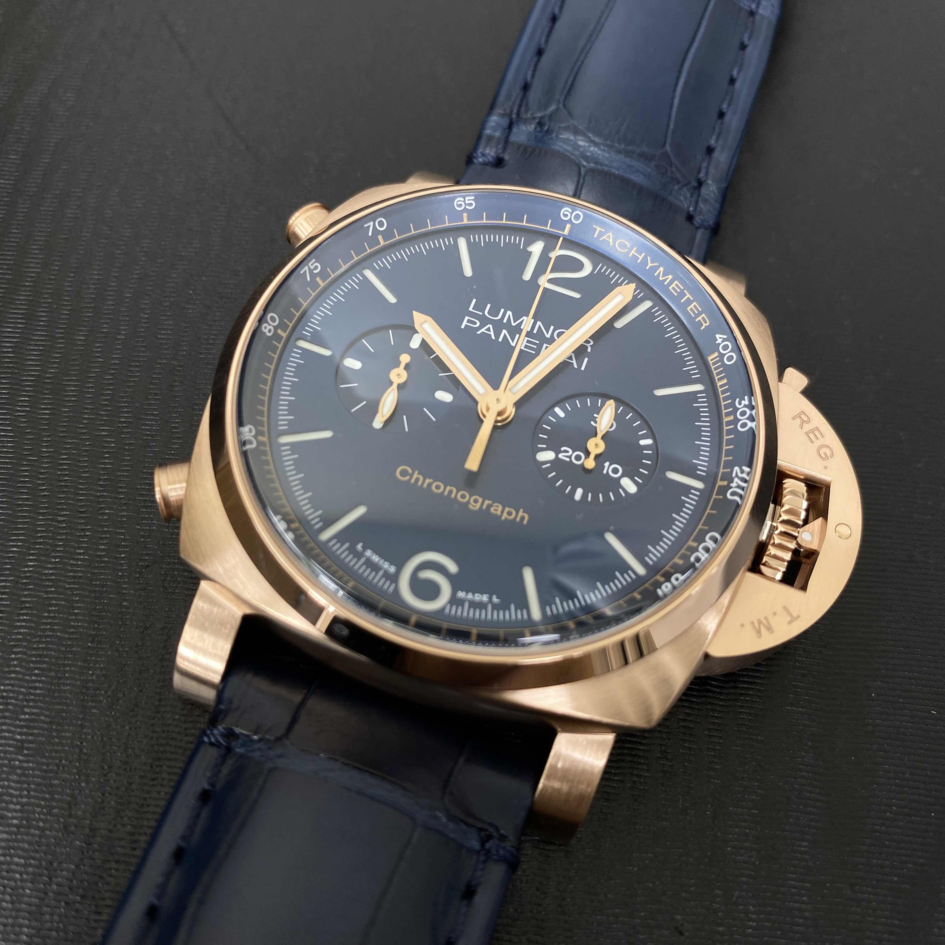 Panerai PAM01111 LUMINOR Manual Wind 18kt Rose Gold | Ceramic Bezel | Swiss Movement | Blue Dial - Image 5