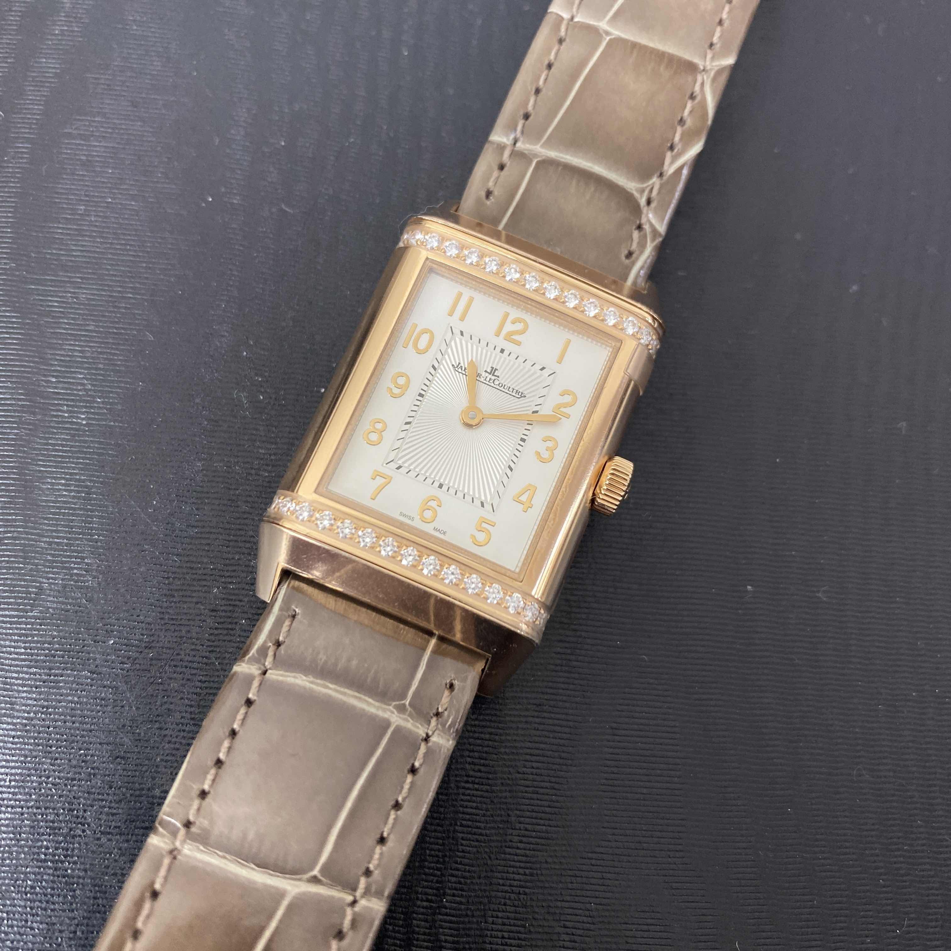 Jaeger-Lecoultre Q2572570 REVERSO Auto 18kt Rose Gold Diamond Case | White Dial Brown Leather Strap - Image 5