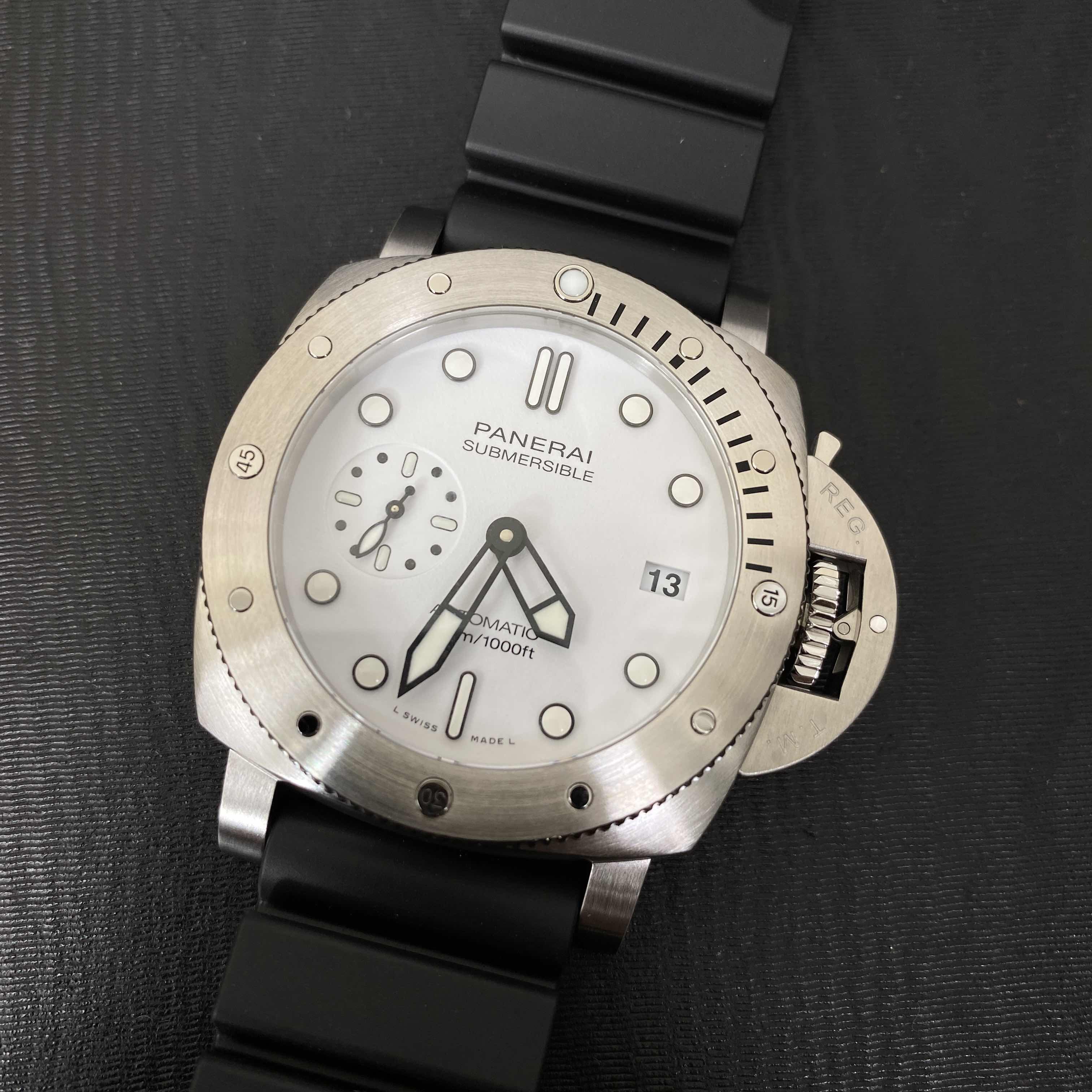 Panerai PAM01223 DIVERS Automatic - White Dial - Rubber Strap - Stainless Steel Case - Replica - Image 5