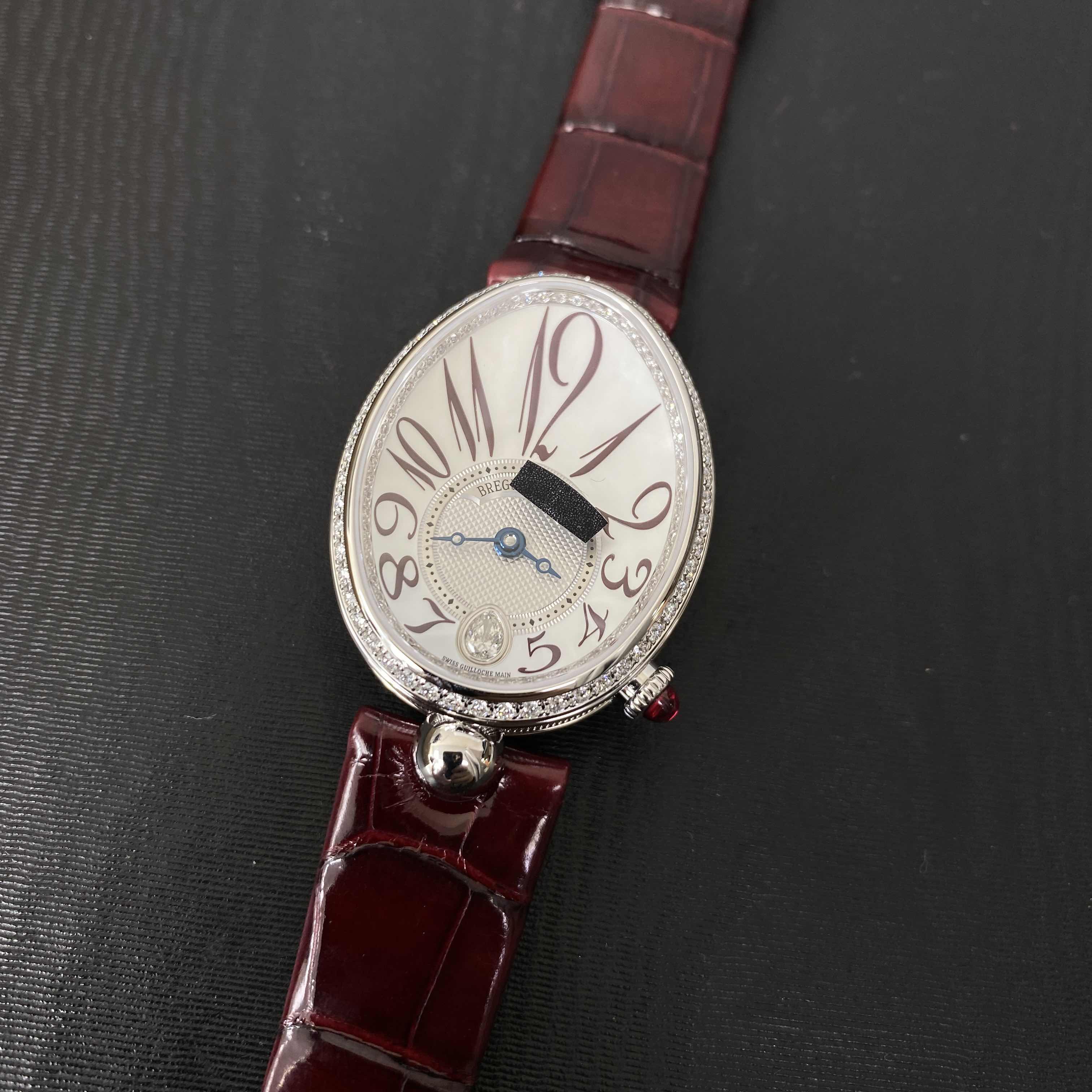 Breguet 8918BB/5P/964/D00D3L Replica Watch, Automatic, White Mother of Pearl Dial, Red Alligator - Image 5