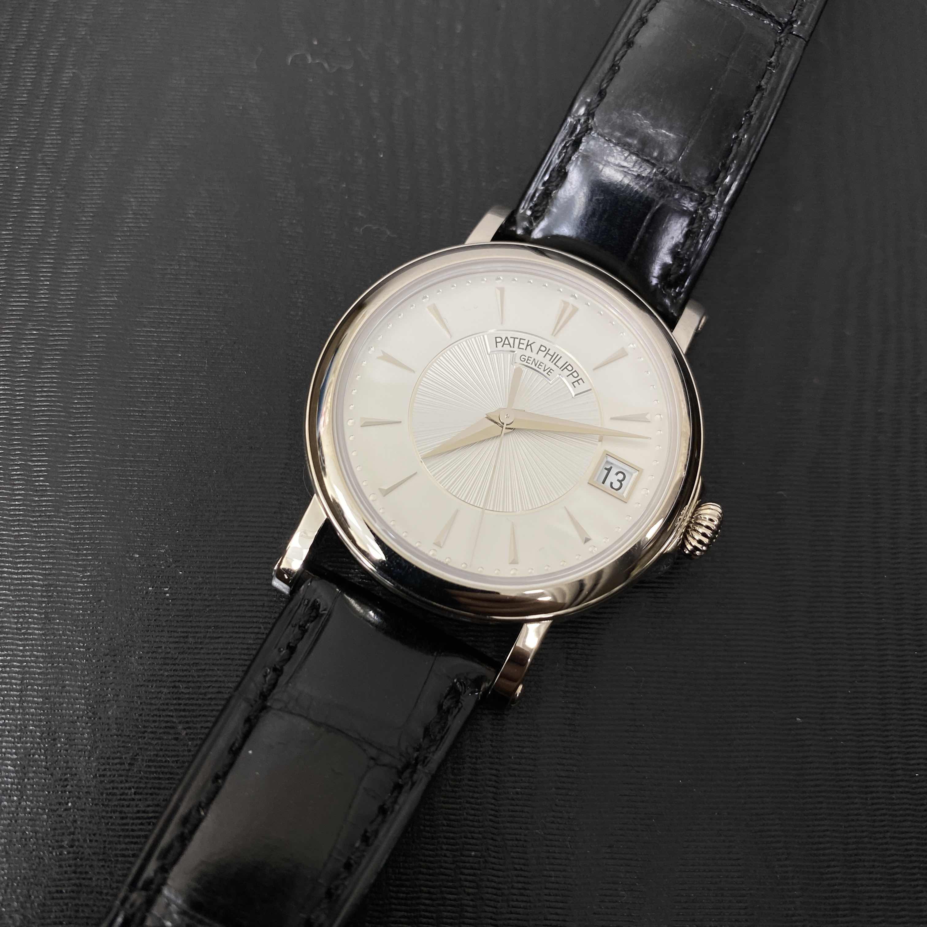 Patek Philippe 5153G-010 Replica Watch, Automatic Movement, White Dial, 18kt White Gold Case, Black - Image 5