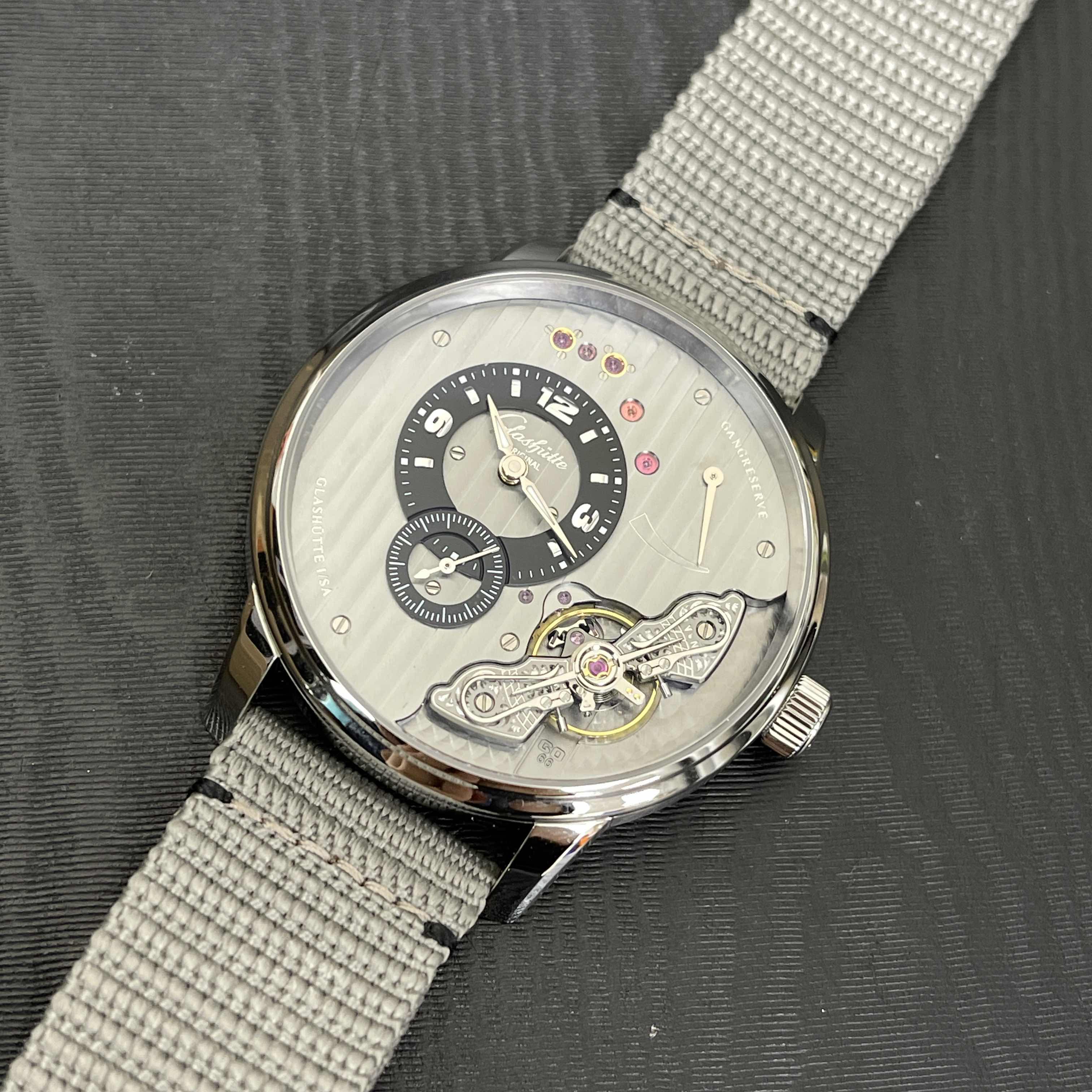Glashutte 1-66-06-04-22-36 Replica Watch, Manual Wind, Gray Dial, Steel Case, Nylon Strap - Image 5