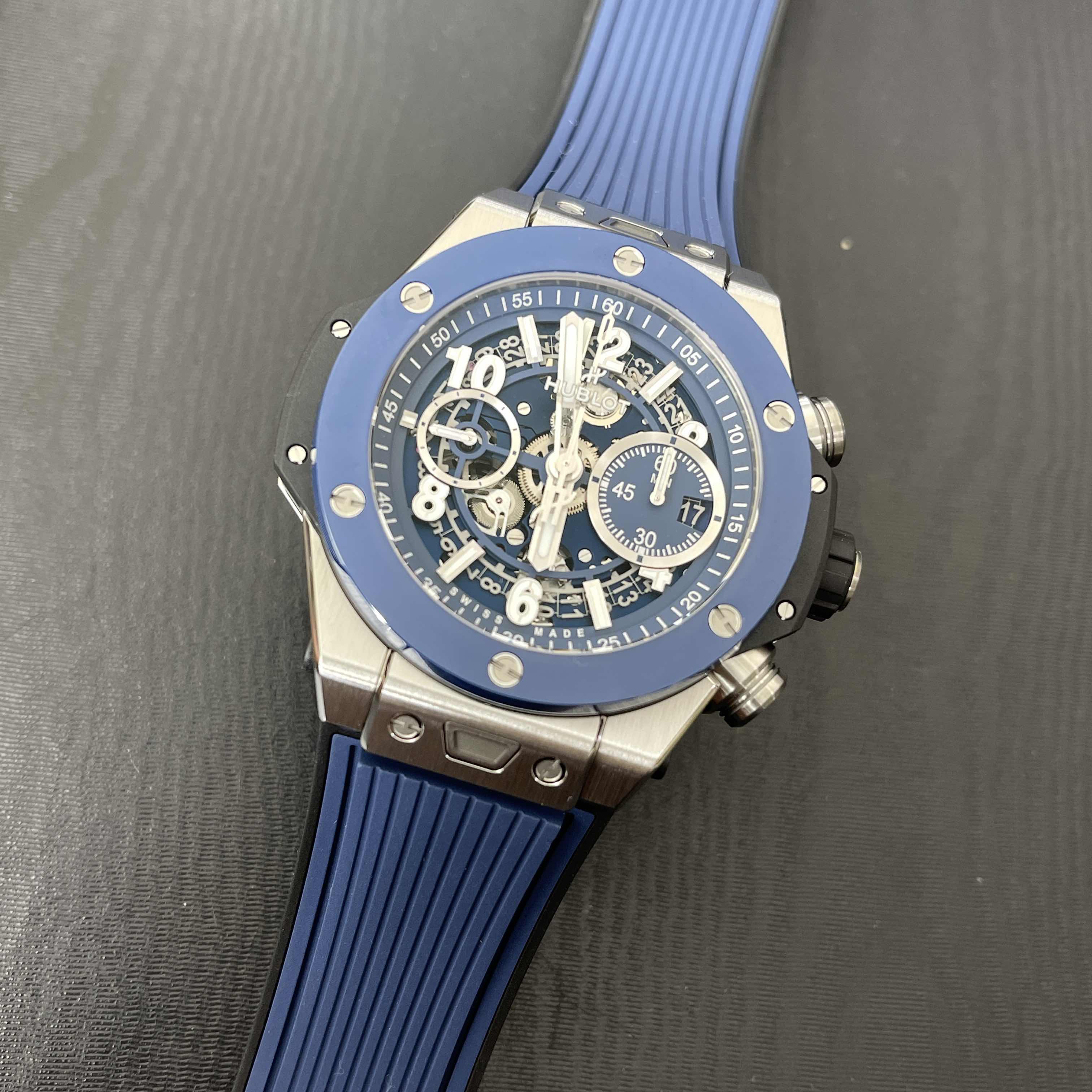 Hublot 421.NL.5170.RX Automatic Titanium BIG BANG Replica Watch | Blue Rubber Strap | Sapphire - Image 5