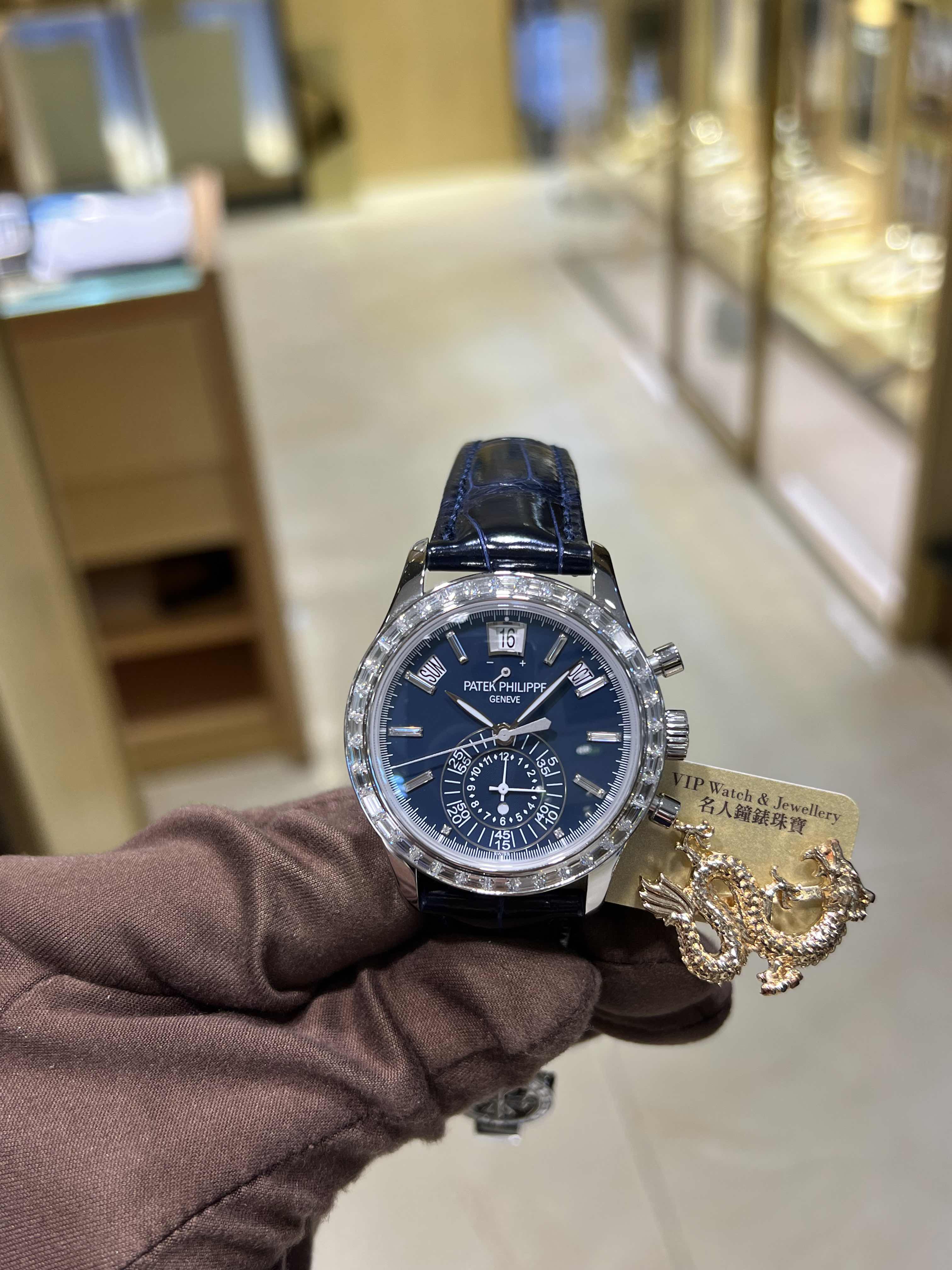 Patek Philippe 5961P-001 - Replica Watch - Automatic - 18kt White Gold & Diamond - Dark Blue Dial - Image 5