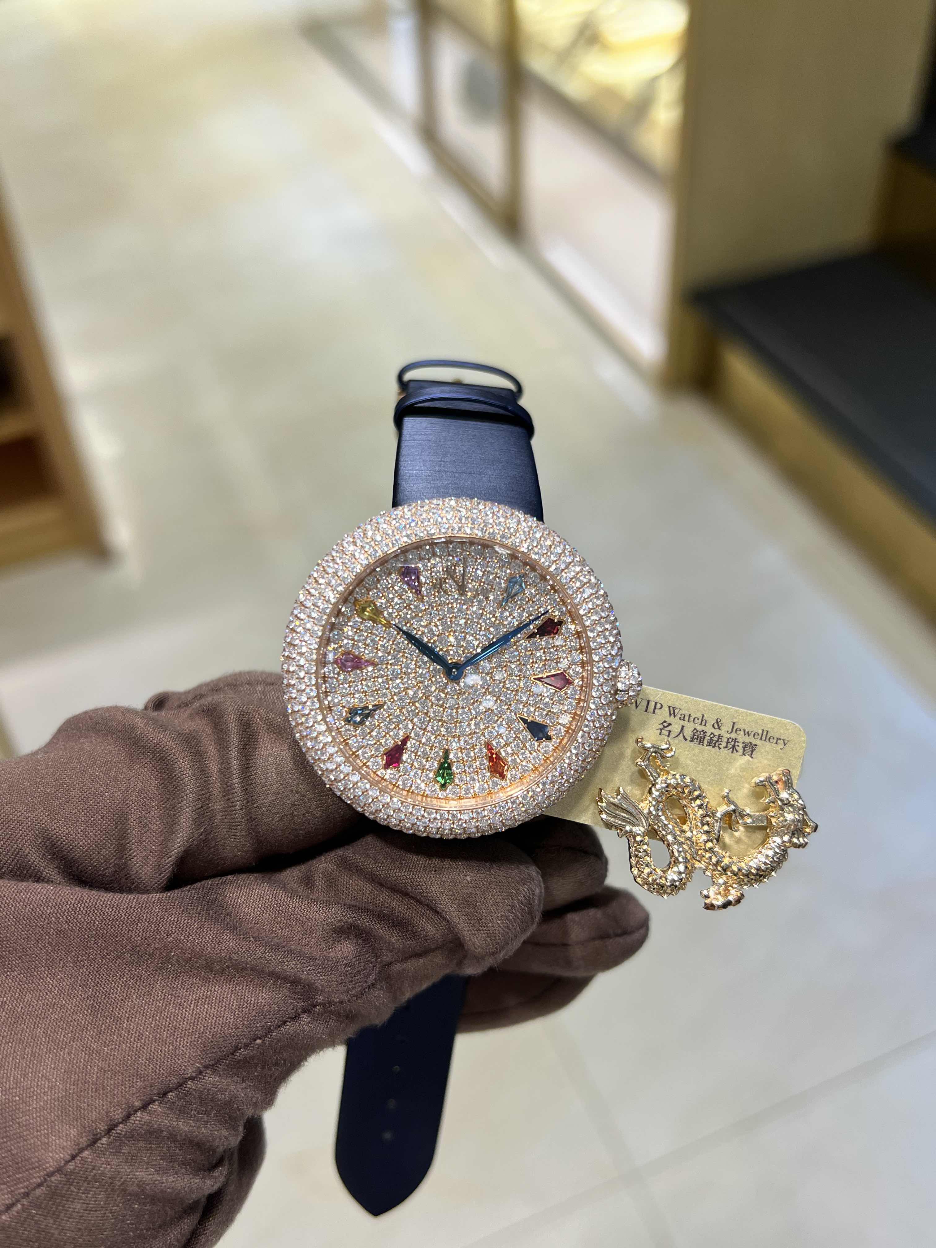Jacob & Co Brilliant BQ030.40.RH.RR.ASK4A Quartz 18kt Rose Gold Diamond Blue Silk Replica Watch - Image 5