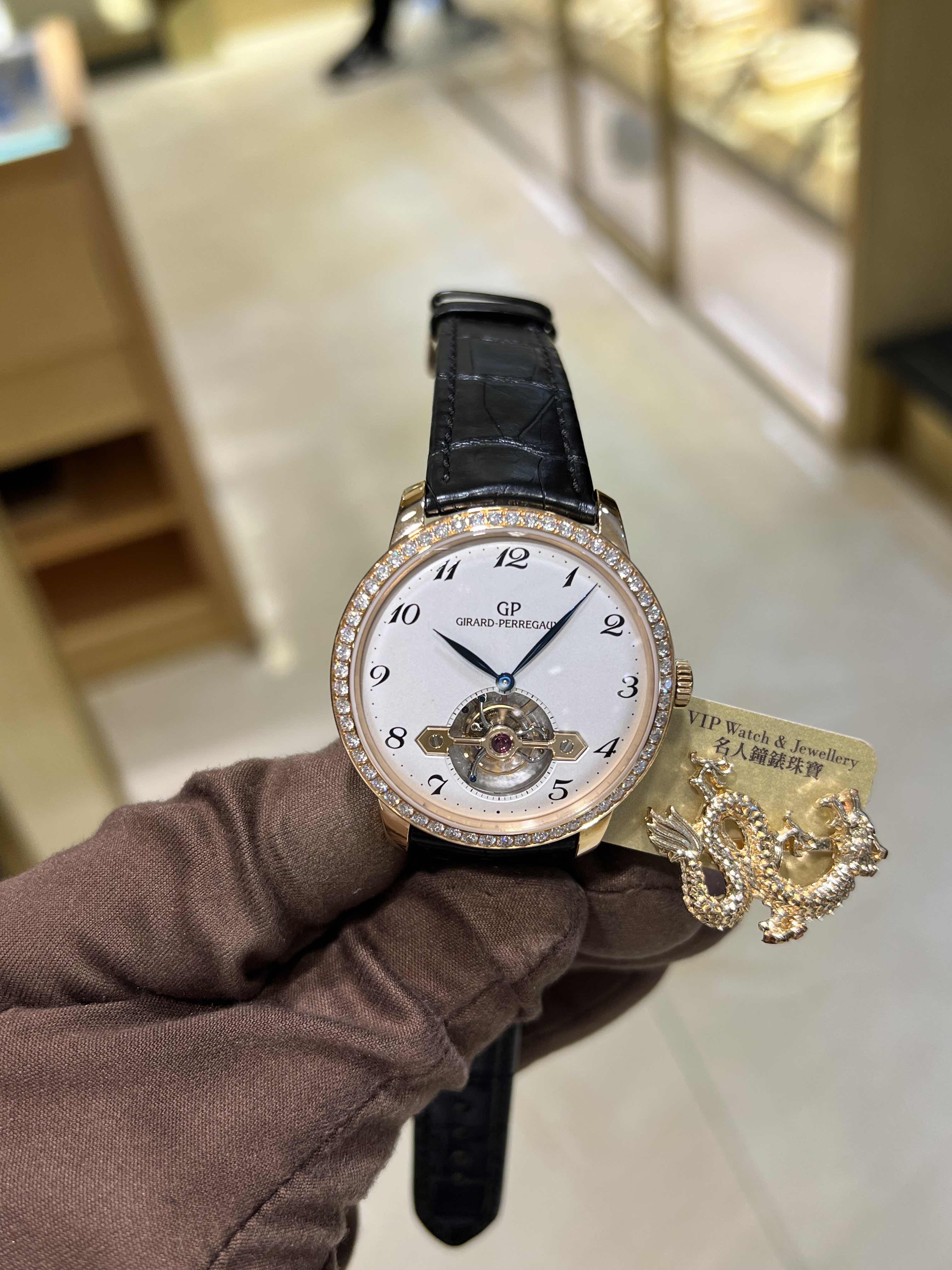 99535D-52A-111-BK6A - Girard Perregaux 1966 Replica Watch - Automatic - Rose Gold Diamonds - White - Image 5