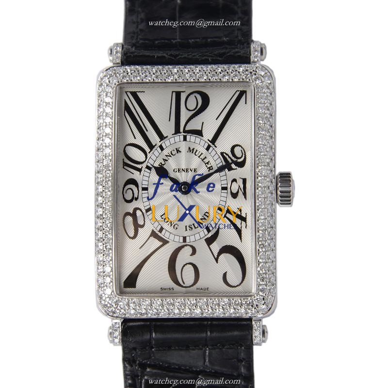 1000SCDOG - Franck Muller LONG ISLAND Replica Watch - 18kt White Gold Diamond Automatic Silver Dial