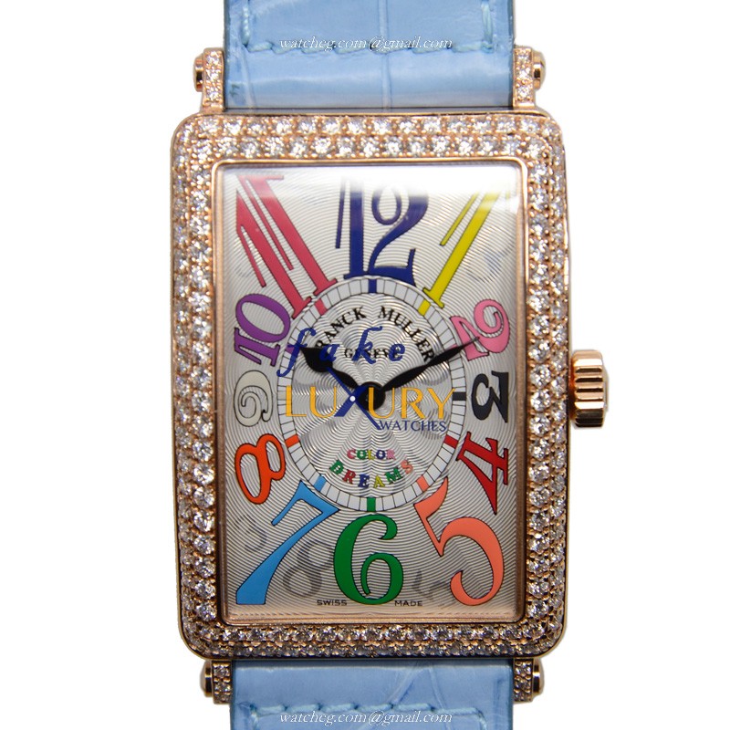 1002 QZ COL DRM D 5N - Franck Muller Long Island Replica Watch - Quartz - Silver Dial - Rose Gold