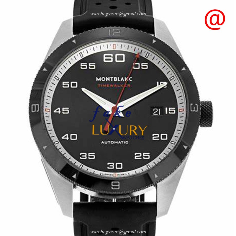 116059 - Mont Blanc Timewalker Replica Watch Automatic Black Dial Leather Strap