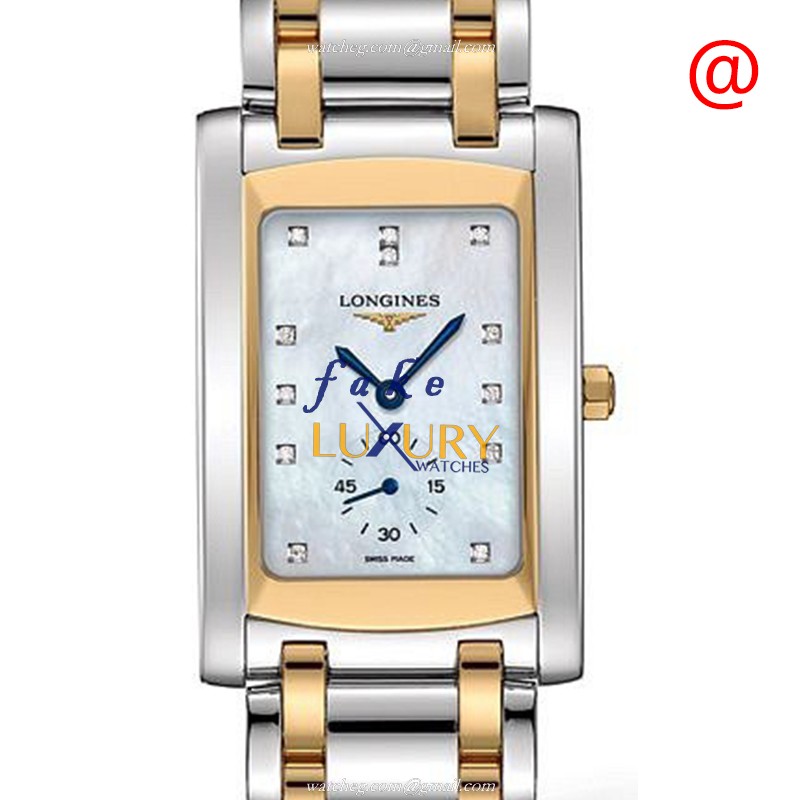 -5.655.5.08.7 - Longines Dolce Vita Quartz 18kt Gold & Steel Replica Watch - White Dial