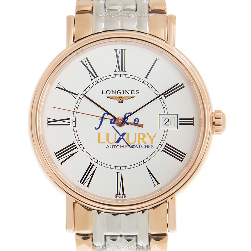 -5100 - LONGINES L4.922.1.11.7 PRESENCE AUTO 18K ROSE GOLD STEEL REPLICA WATCH
