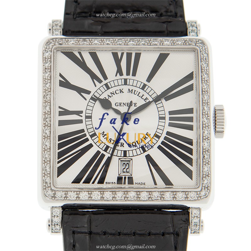 6000 H SC DT R D 1R OG - Franck Muller Master Square Replica Watch - White Gold Diamond - Automatic
