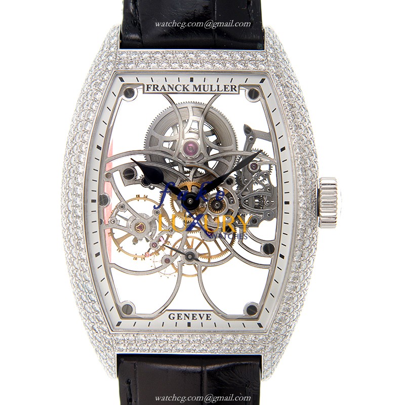 8880 B S6 SQT D AC - Franck Muller Replica Watch Automatic Transparent Skull Dial Black Alligator