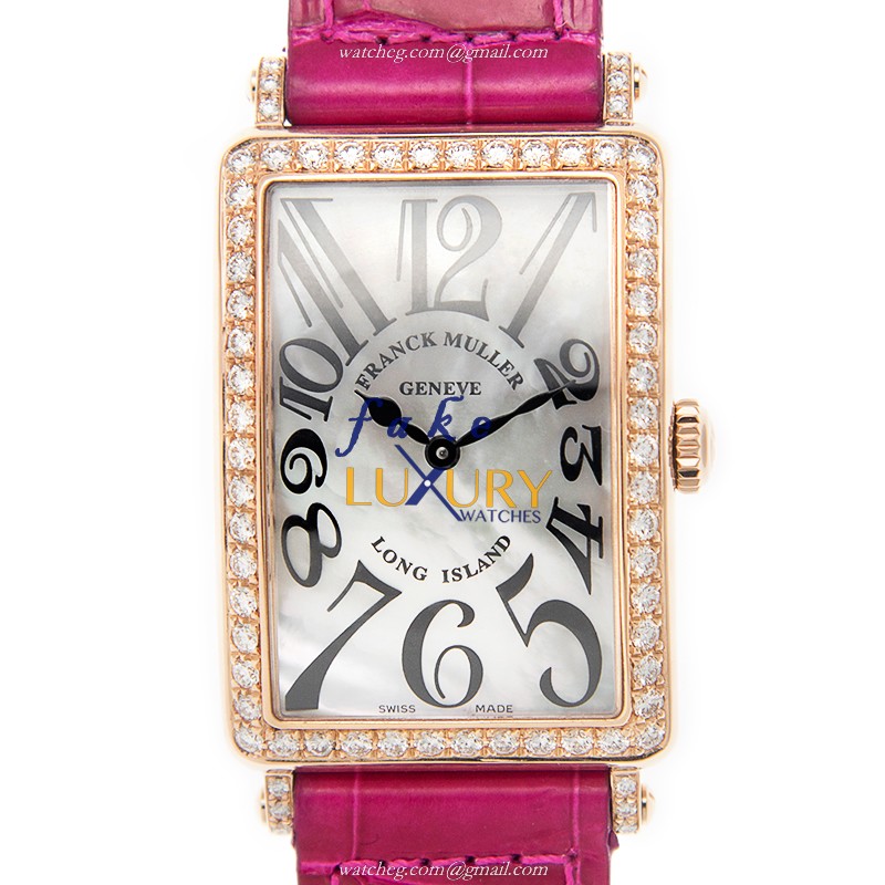 952 QZ MOP D 1R 5N - Franck Muller Long Island Replica Watch - Quartz 18kt Rose Gold White Dial
