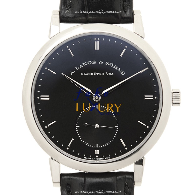 A Lange Saxonia 307.029 Automatic with Black Dial on Alligator Replica Watch - Luxury Replica Watch