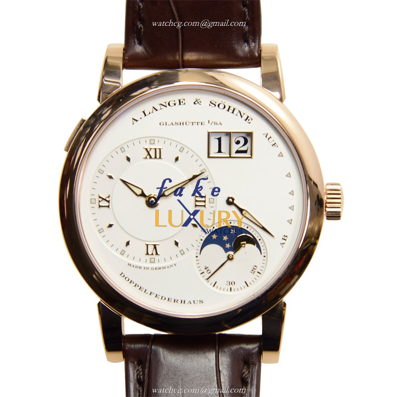 A Lange & Sohne 109.032 GRAND LANGE Manual Wind 18kt Rose Gold Silver Dial Alligator Replica Watch - Luxury Replica Watch