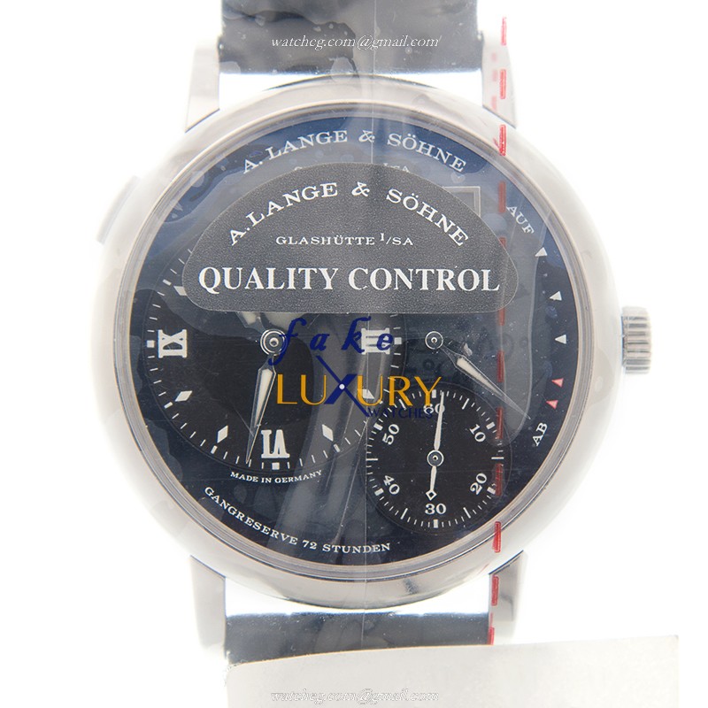 A Lange & Sohne 139.035F LANGE 1 Replica Watch - Manual Wind - 18kt White Gold - Black Dial - Luxury Replica Watch