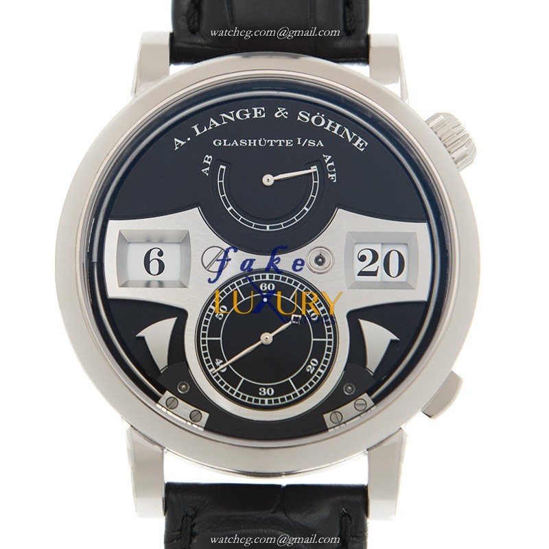 A Lange & Sohne 145.029 Zeitwerk Replica Watch, Black Dial, 18kt White Gold Case, Automatic Movement - Luxury Replica Watch