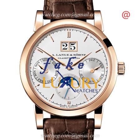 A Lange & Sohne Saxonia 330.032R Replica Watch with Rose Gold Case on Brown Leather - Luxury Replica Watch
