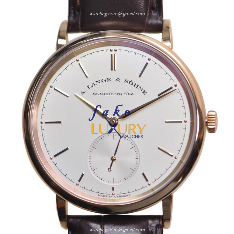 A Lange & Sohne Saxonia 380.032 Automatic with Silvery White Dial on Brown Alligator - Luxury Replica Watch
