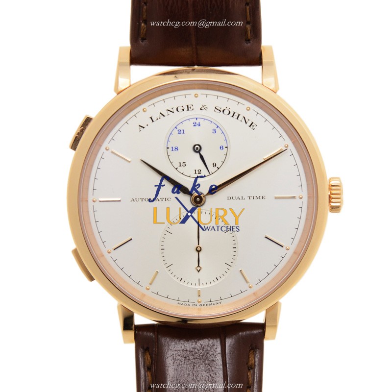 385.032 - A Lange & Sohne Saxonia Automatic Replica Watch - Rose Gold - Silvery White Dial - Luxury Replica Watch