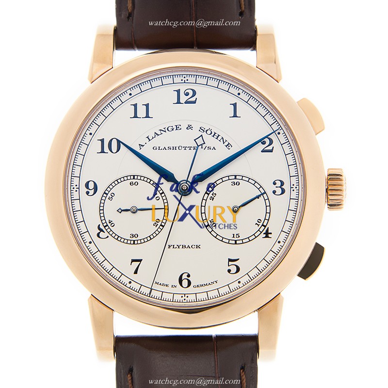 A Lange & Sohne 402.032F 1815 Chronograph Automatic 18kt Rose Gold Alligator Brown | 402.032F - Luxury Replica Watch