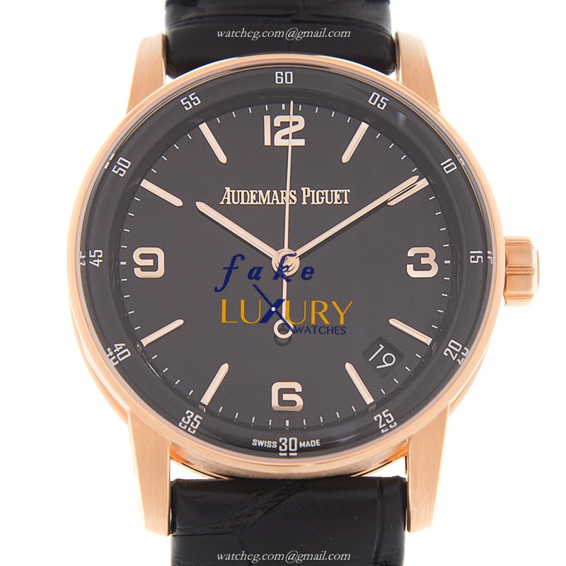 Audemars Piguet 15210OR.OO.A002CR.01 | Royal Oak Automatic 18kt Rose Gold Black Dial Replica Watch - Luxury Replica Watch