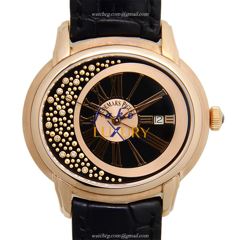 15331OR.OO.D002CR.01 - Audemars Piguet Millenary Replica Watch - 18kt Rose Gold Automatic - Black - Luxury Replica Watch