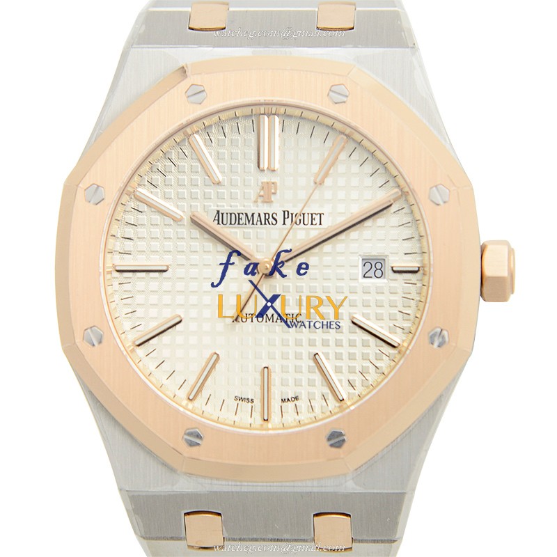 Audemars Piguet 15400SR.OO.1220SR.01 Royal Oak Replica Watch Silver Dial Automatic Rose Gold Steel - Luxury Replica Watch