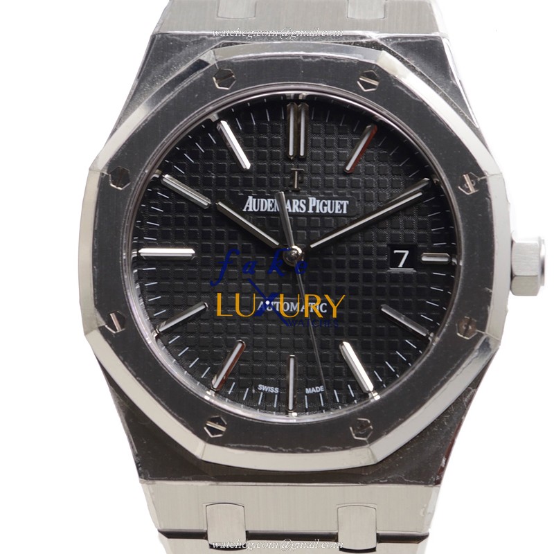 Audemars Piguet 15400ST.OO.1220ST.01 Royal Oak Replica Watch, Black Dial, Steel Bracelet, Automatic - Luxury Replica Watch
