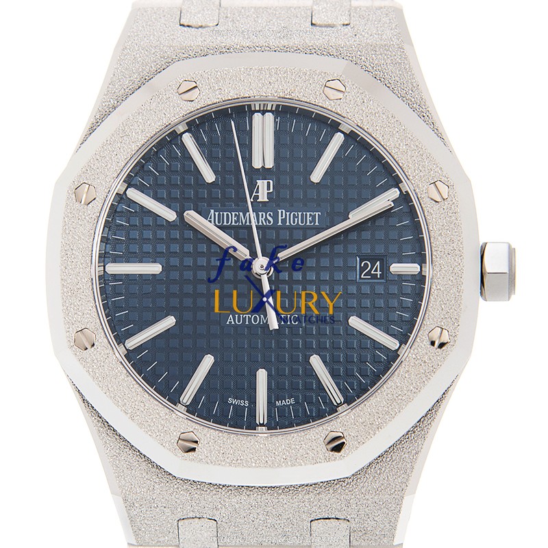 Audemars Piguet Royal Oak 15410BC.GG.1224BC.01 Replica Watch, Automatic, Blue Dial, White Gold - Luxury Replica Watch