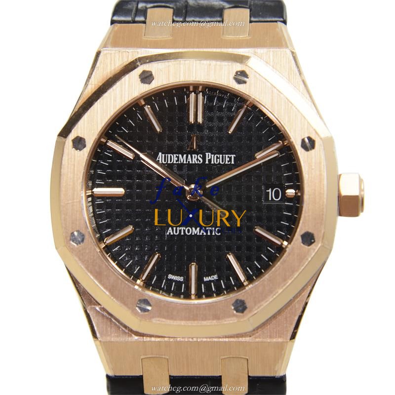 Audemars Piguet 15450OR.OO.D002CR.01 Royal Oak 18kt Rose Gold Automatic Black Dial Replica Watch - Luxury Replica Watch