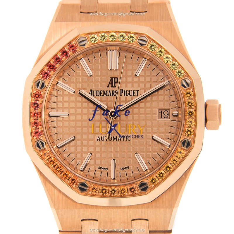 Audemars Piguet 15451OR.YY.1256OR.01 Royal Oak Replica Watch, 18kt Rose Gold & Diamonds, Automatic - Luxury Replica Watch