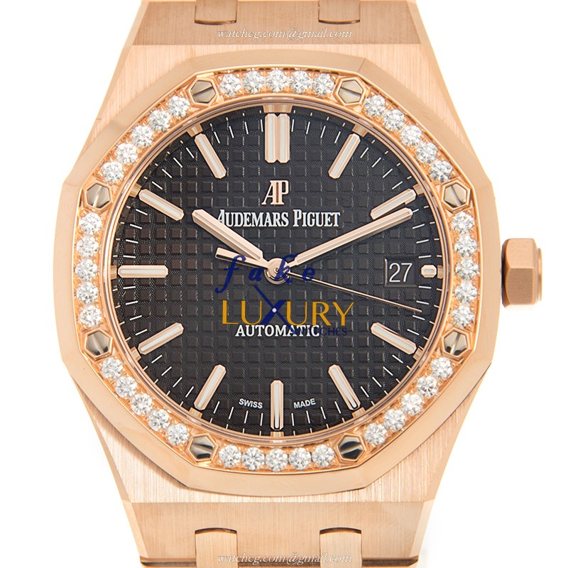 Audemars Piguet 15451OR.ZZ.1256OR.04 Replica Watch, Automatic, Brown Dial, 18kt Rose Gold & Diamonds - Luxury Replica Watch