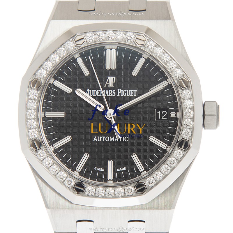 Audemars Piguet 15451ST.ZZ.1256ST.01 Replica Watch, Automatic, Black Dial, Steel & Diamonds Case - Luxury Replica Watch