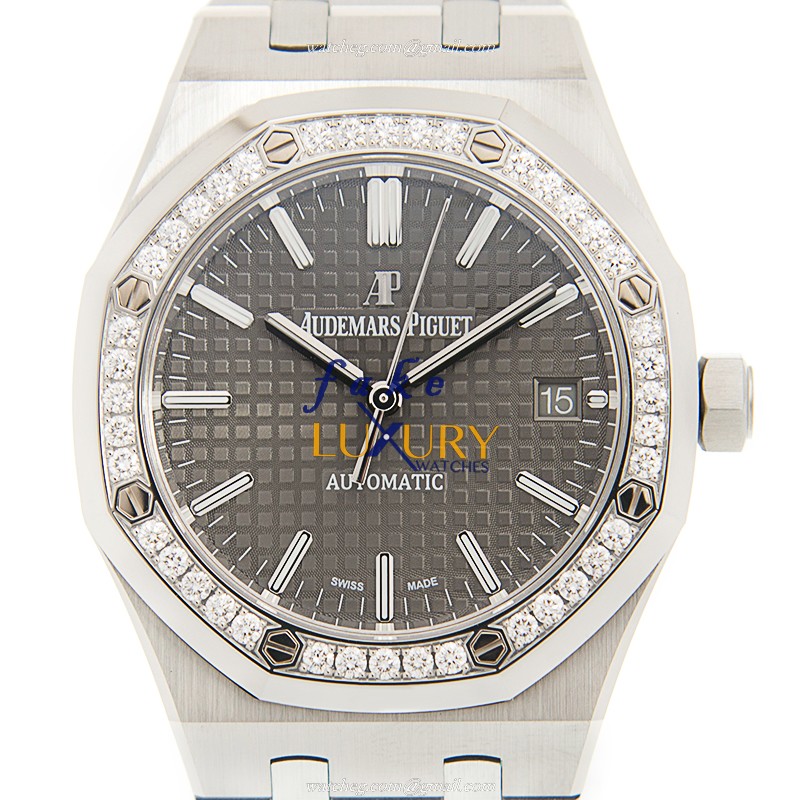 Audemars Piguet 15451ST.ZZ.1256ST.02 Replica Watch, Automatic Movement, Gray Dial, Steel & Diamonds - Luxury Replica Watch