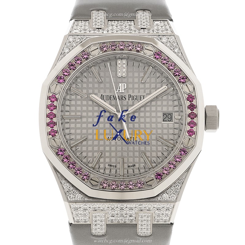 Audemars Piguet 15452BC.ZY.D007VE.01 Royal Oak Replica Watch, Silver Dial, 18kt White Gold & - Luxury Replica Watch