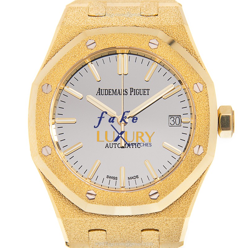 Audemars Piguet 15454BA.GG.1259BA.02 Replica Watch, Automatic, Silver Dial, 18kt Yellow Gold Case - Luxury Replica Watch