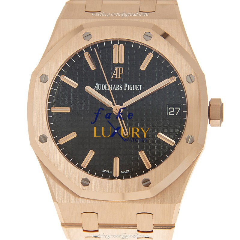 Audemars Piguet 15500OR.OO.1220OR.01 - Royal Oak Replica Watch - Automatic - 18kt Rose Gold - Black - Luxury Replica Watch