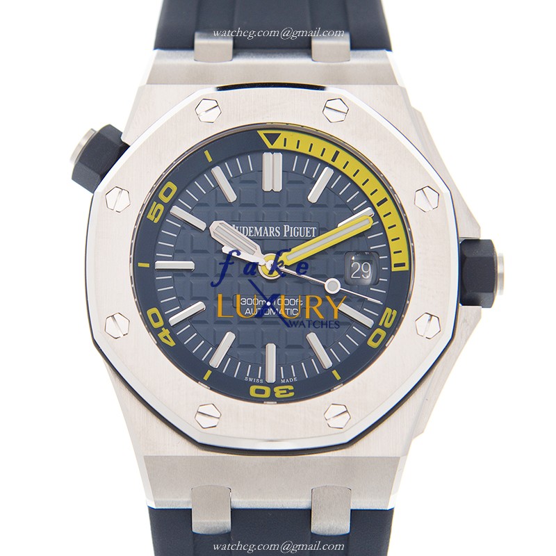Audemars Piguet 15710ST.OO.A027CA.01 Royal Oak Offshore Replica Watch, Blue Dial, Rubber Strap - Luxury Replica Watch