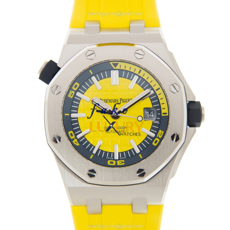 Audemars Piguet Royal Oak Offshore 15710ST.OO.A051CA.01 Automatic Yellow Dial Rubber Replica Watch - Luxury Replica Watch